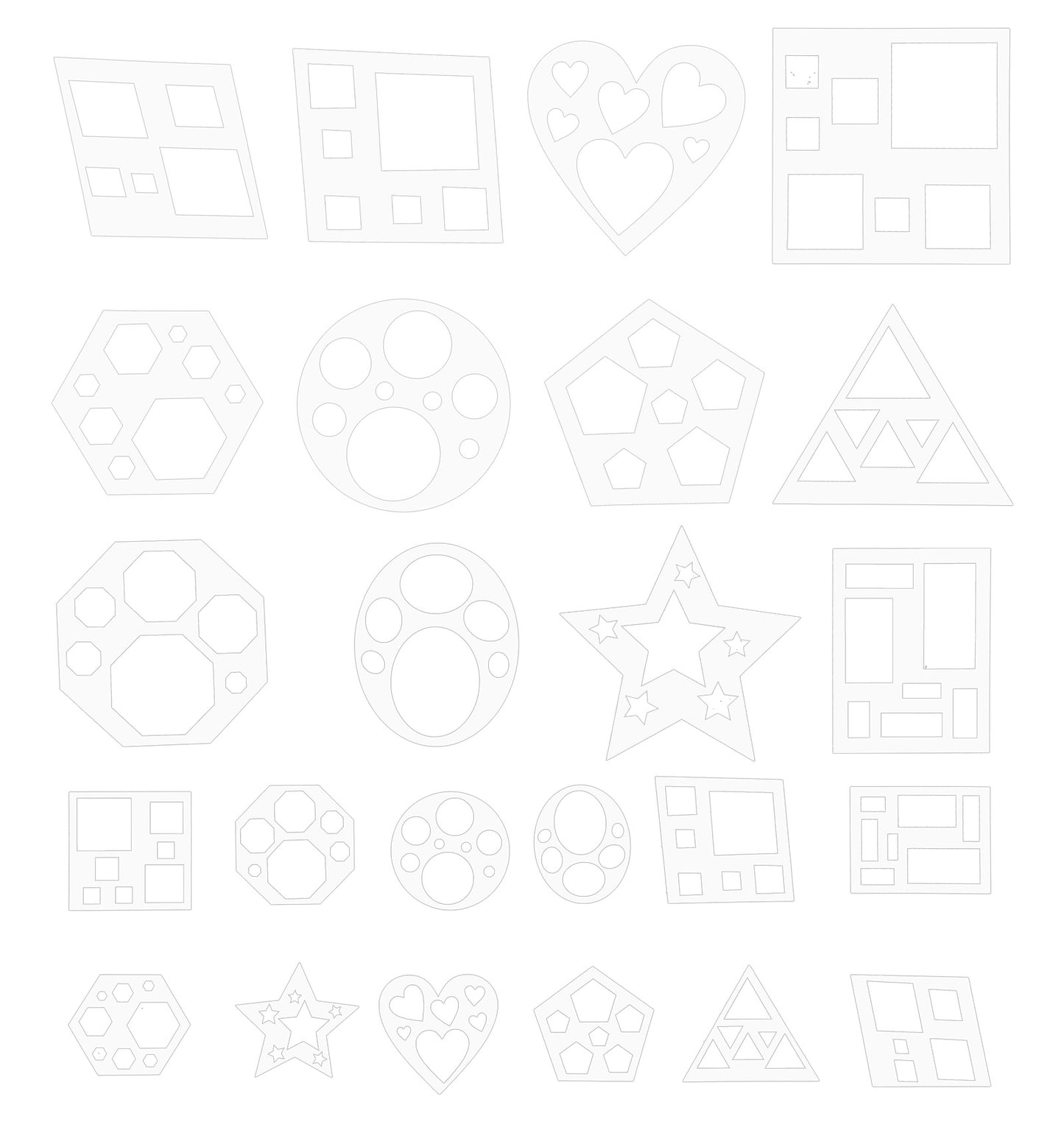 24 Pcs Geometric Stencils, Drawing Shape Templates Set with Circle Square Star, Reusable Art Painting Stencils for Scrapbooking & DIY Projects