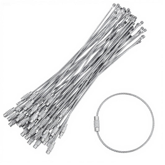 Classicseali 40pcs Wire Keychain Cable, 6-Inch Stainless Steel Keychain Cable, Nylon Coated Wire Key Ring, 1.5mm Heavy Duty, for Hanging Keys, Car Keys, Luggage Tags, ID Cards, Silver
