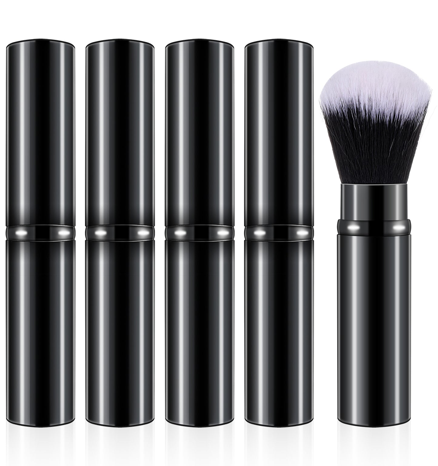 4 Pack Retractable Makeup Brush, Powder Foundation Brush for Foundation, Liquid, Bronzer & Sunscreen, Compact Makeup Brushes for Blending & Buffing, Flawless Finish
