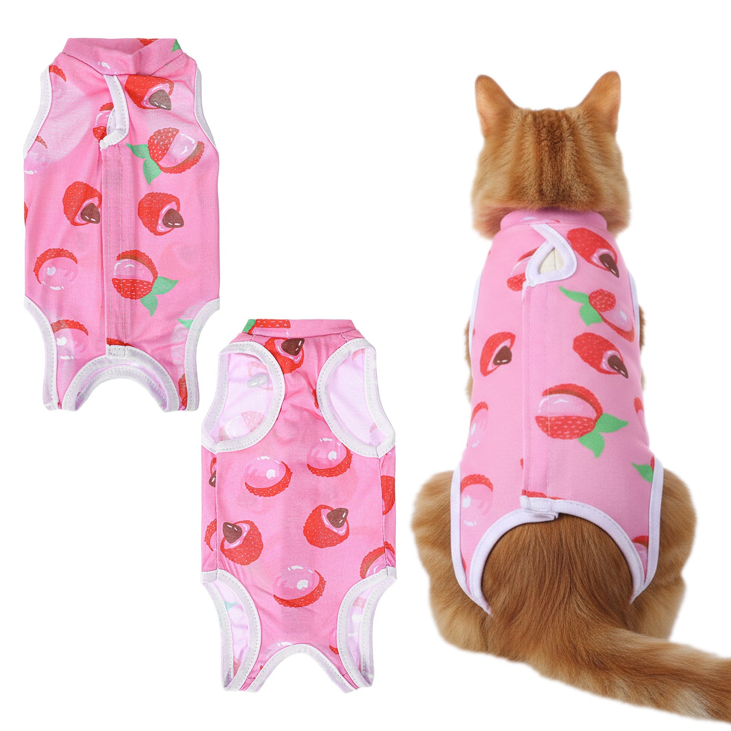 Elegaperma 2Pcs Cat Surgery Recovery Suit, Soft Breathable Polyester Cat Post Surgery Suit with Belly Protection,Comfortable Cats Body Suits After Surgeries for Spay/Neuter Wound Care, Skin Conditions