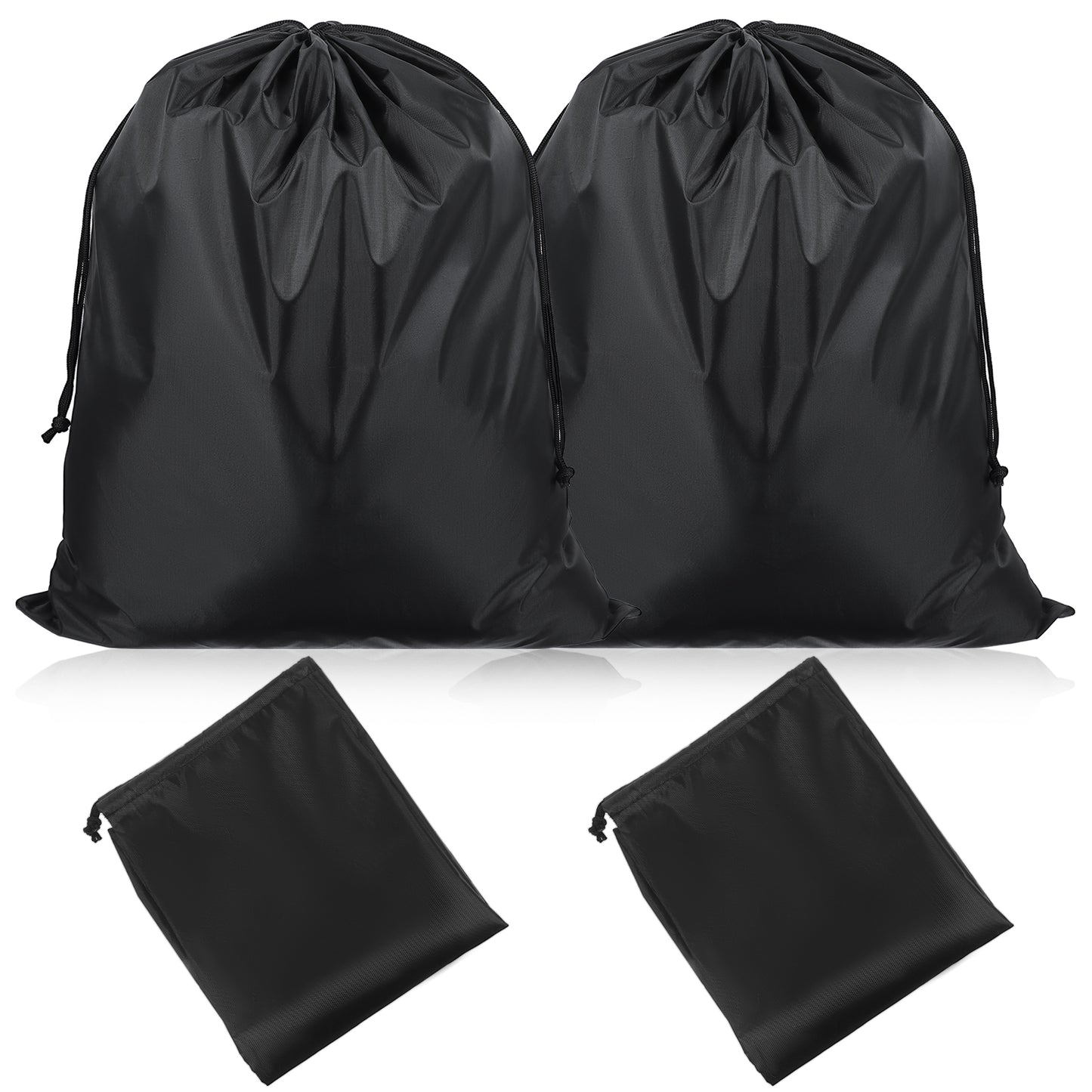 Guduling 2 Pcs Black Drawstring Bag,Draw String Bag Gym,Foldable Waterproof Travel Laundry Bags,60 x 80 cm Large Draw String Bags for Travel,Bedroom,Laundry Room,Dormitory(Black)