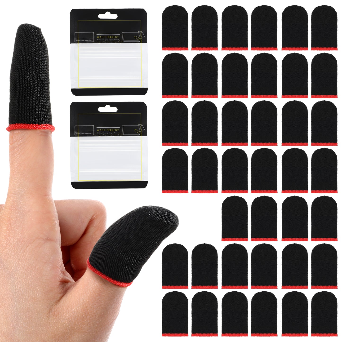 oruola 40pcs Gaming Finger Sleeves,Carbon Fiber Finger Sleeves for Mobile Gaming,Fingers Sleeve with Ultra Thin,Sweat-wicking Thumb Sleeve Mobile Game Fit All Touchscreen Devices