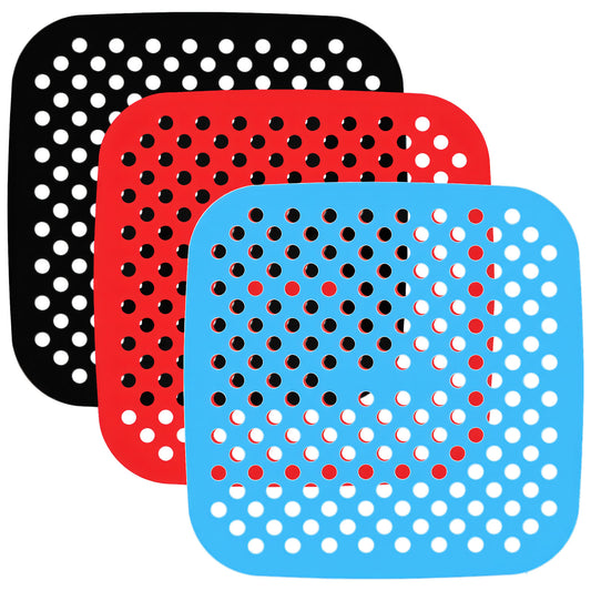 Classicseali 3pcs Reusable Air Fryer Liners, 7.5 Inch Square Non-Stick Airfryer Liners Silicone, Easy to Clean Air Fryer Accessories, 3Colors