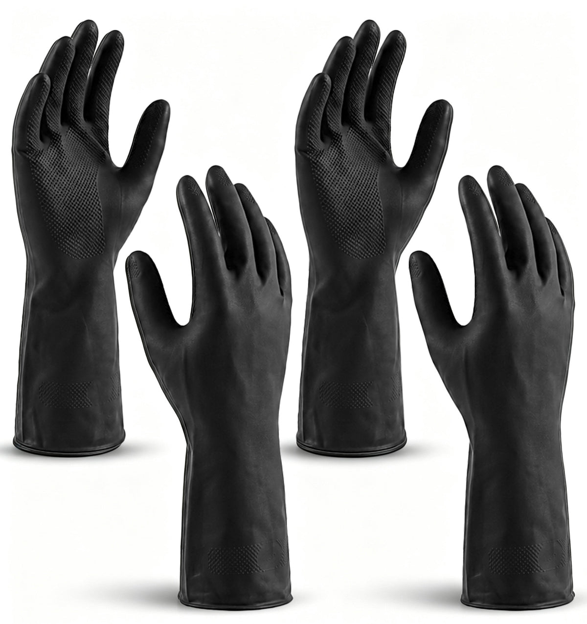 4 Pairs Hair Dye Gloves, Reusable Rubber Gloves for Hair Dye Black