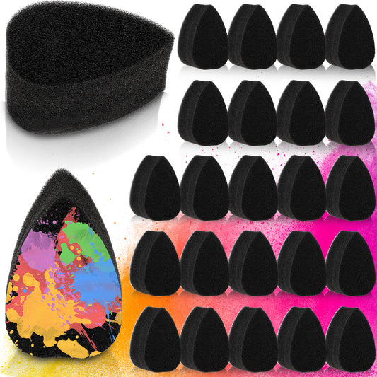 Classicseali 25PCS Face Painting Sponges, Teardrop-Shaped Face Painting Sponges, Easy to Clean Faces Paintings Supplies, for Adult Art Paintings, Halloween and Christmas, Black