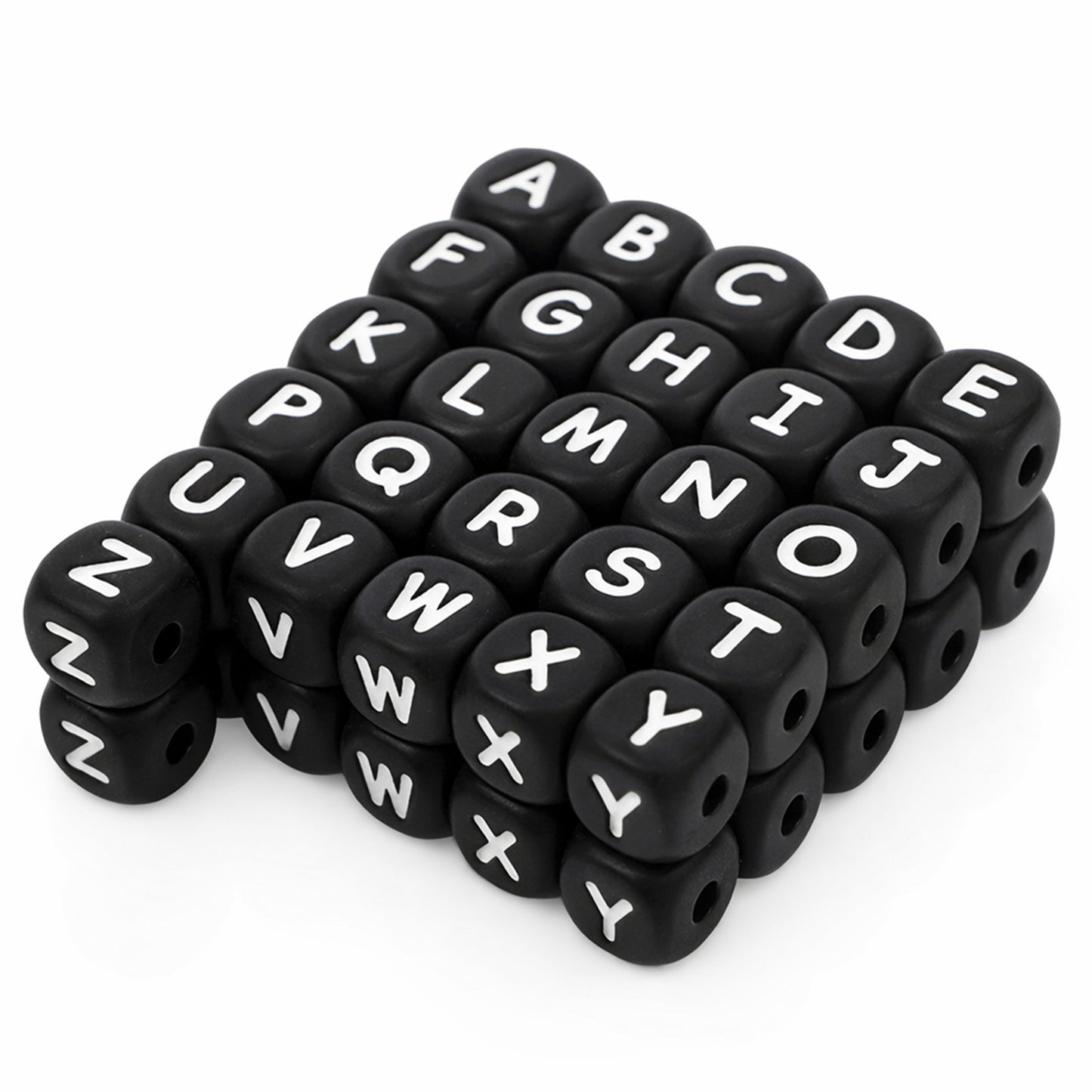 Classicseali 52PCS Silicone Beads, 12mm A-Z Silicone Letters, Square Letter Beads for Bracelet Making, for Bracelets and Keychains, Necklaces and Lanyards Making