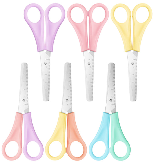 6 Pcs Scissors for Kids, Multi-Colour Blunt Tip Stainless Steel Craft Scissors for Toddlers, School & Classroom Art Supplies