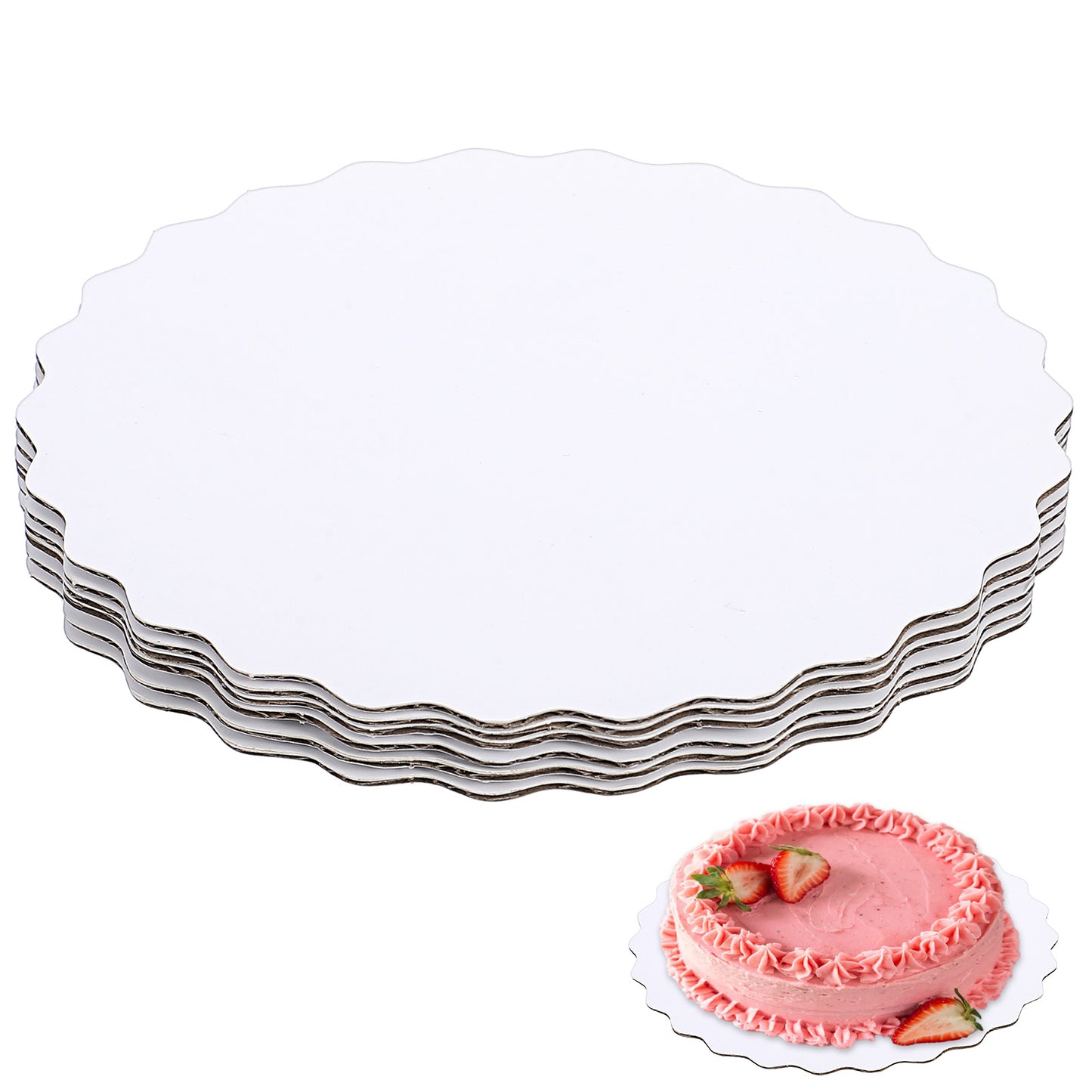 Elegaperma 6 Pack White Cake Board, 6 Inch Round Cake Board for Baking, Food-Grade Corrugated Cardboard Base
