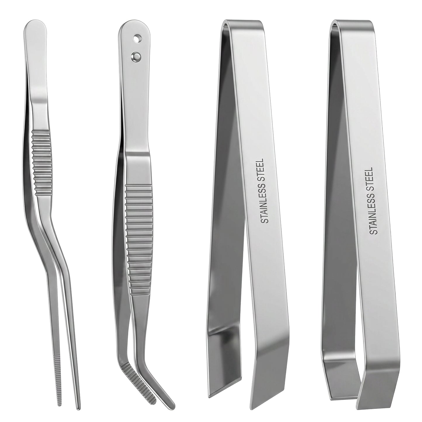 Classicseali 4PCS Fish Bone Tweezers,Stainless Steel Fish Tweezers, Fish Tweezers for Salmon & Sushi Prep, Precision Seafood Deboning Tool for Home & Pro Chefs (Silver)
