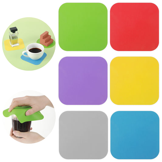Oruola 6pcs Rubber Bottle Opener Gripper Pad,5.51 X 5.51In Square Rubber Can Opener Gripper,Colorful Rubber Grippers for Opening Jars, Rubber Jar Opener Gripper Pad for Weak Hands & Seniors,6 Colors