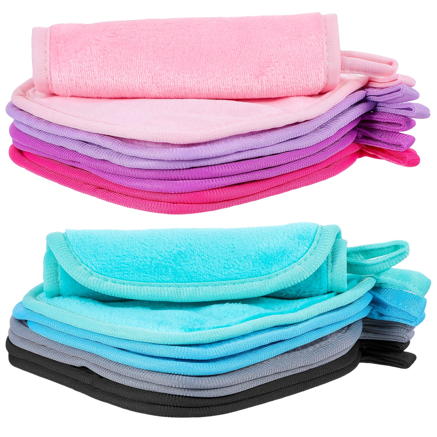 Guduling 16 Pcs Reusable Face Cleansing Pads, Makeup Remover Cloth, Reusable Cotton Pads, Flannel Makeup Towels, Soft and Skin-Friendly for Face and Lips, 8 Colors, 16 X 17 cm