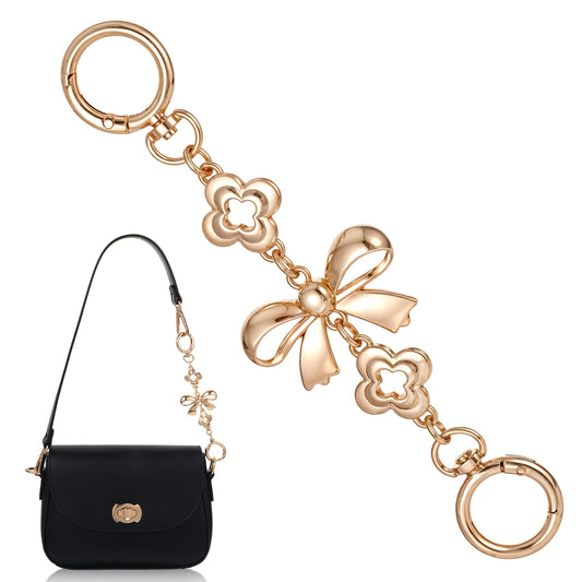 Bag Strap Extender, Gold Bag Extender Chain Purse Chain Metal Strap Replacement with Bow Pattern for Handbags Purses, Anti-Rust & Durable