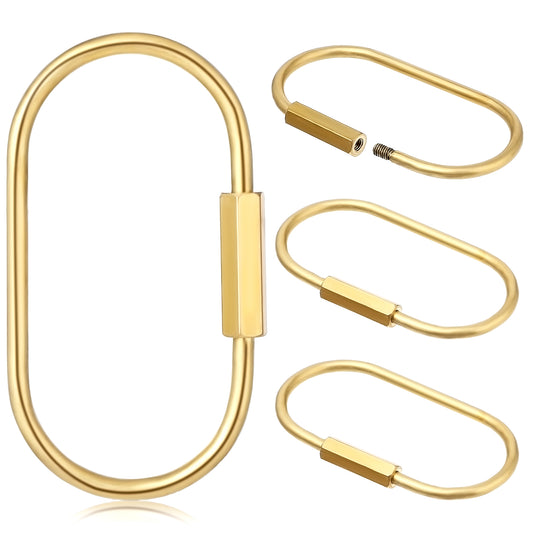 oruola 4pcs Brass Key Ring,Brass Screw Lock Keychain,Gold Key Ring,Brass Keychains,Gold Screw Lock Clip Key Ring Chain,Simple Style Heavy Duty Car Key Rings Organizer,Purse Charms for Handbags