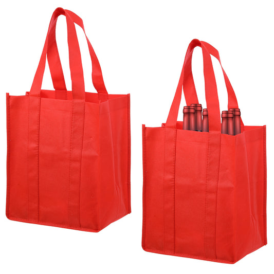 Classicseali 2PCS Bottle Carrier, Reusable Wine Carrier, Wine Carriers Bag 6 Bottles, for Storing Carrying Wines Beer Champagne, Ideal for Parties, Picnics, Gifts, Black, Red (31 X 25 X 18cm)