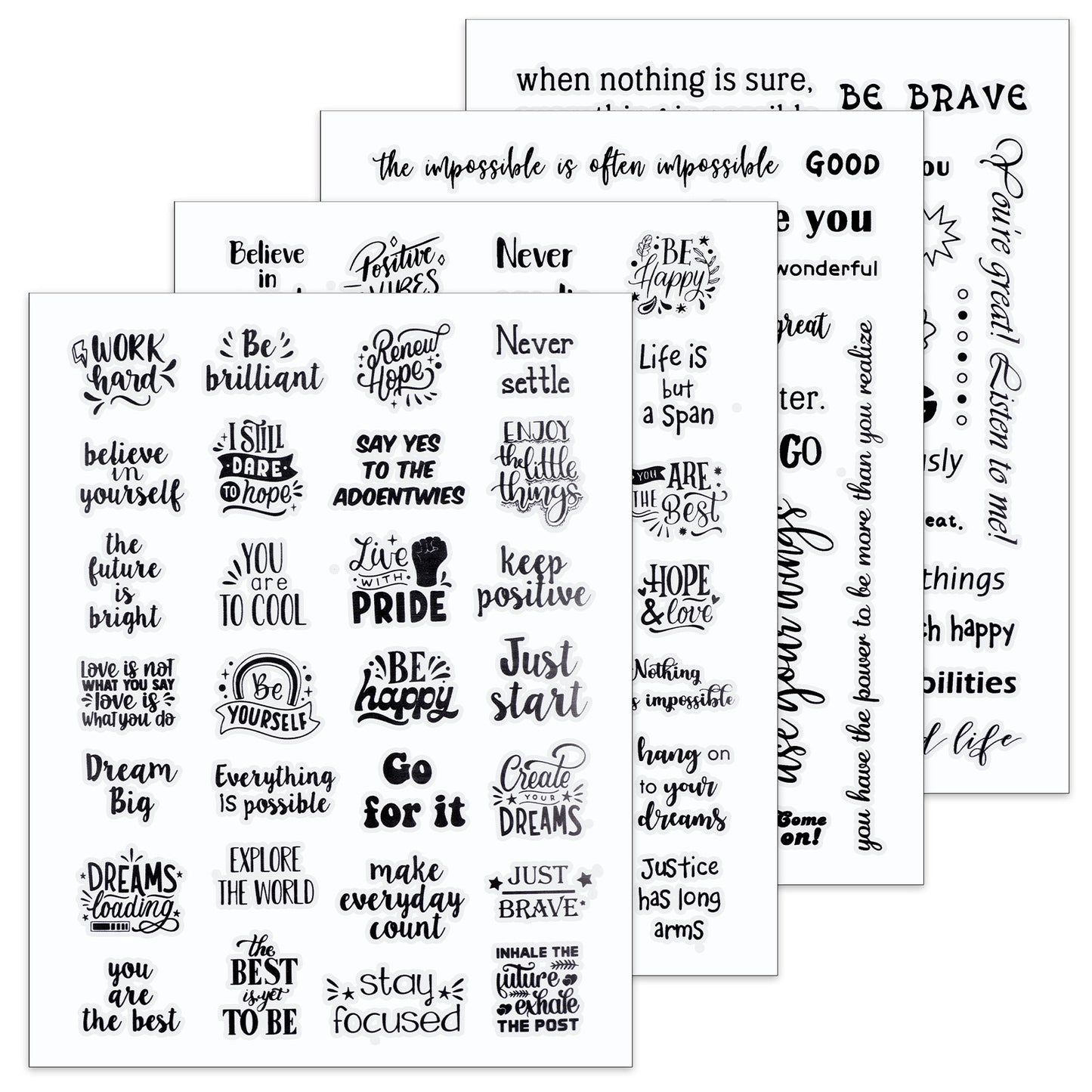 Elegaperma 8 Sheets Motivational Stickers,180 Pcs Positive Affirmation Stickers,Transparent Self Adhesive Reward Sticker for Teachers, Inspirational Decals for Water Bottles, Laptop, Journal