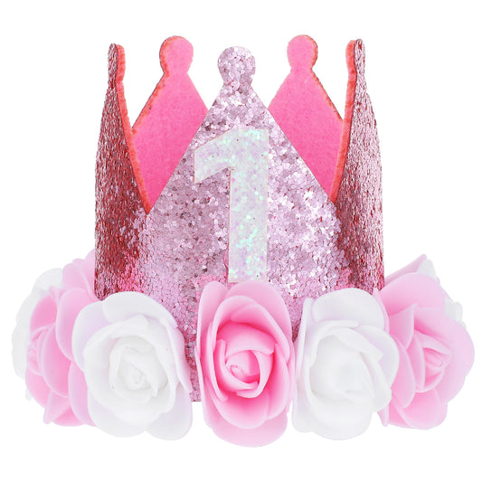oruola First Birthday Hat,1st Birthday Hat Girl,1th Birthday Decorations Girl,Rose Gold Glitter Birthday Party Hat,Princess Tiara Birthday Crown,Birthday Accessories for Party Props