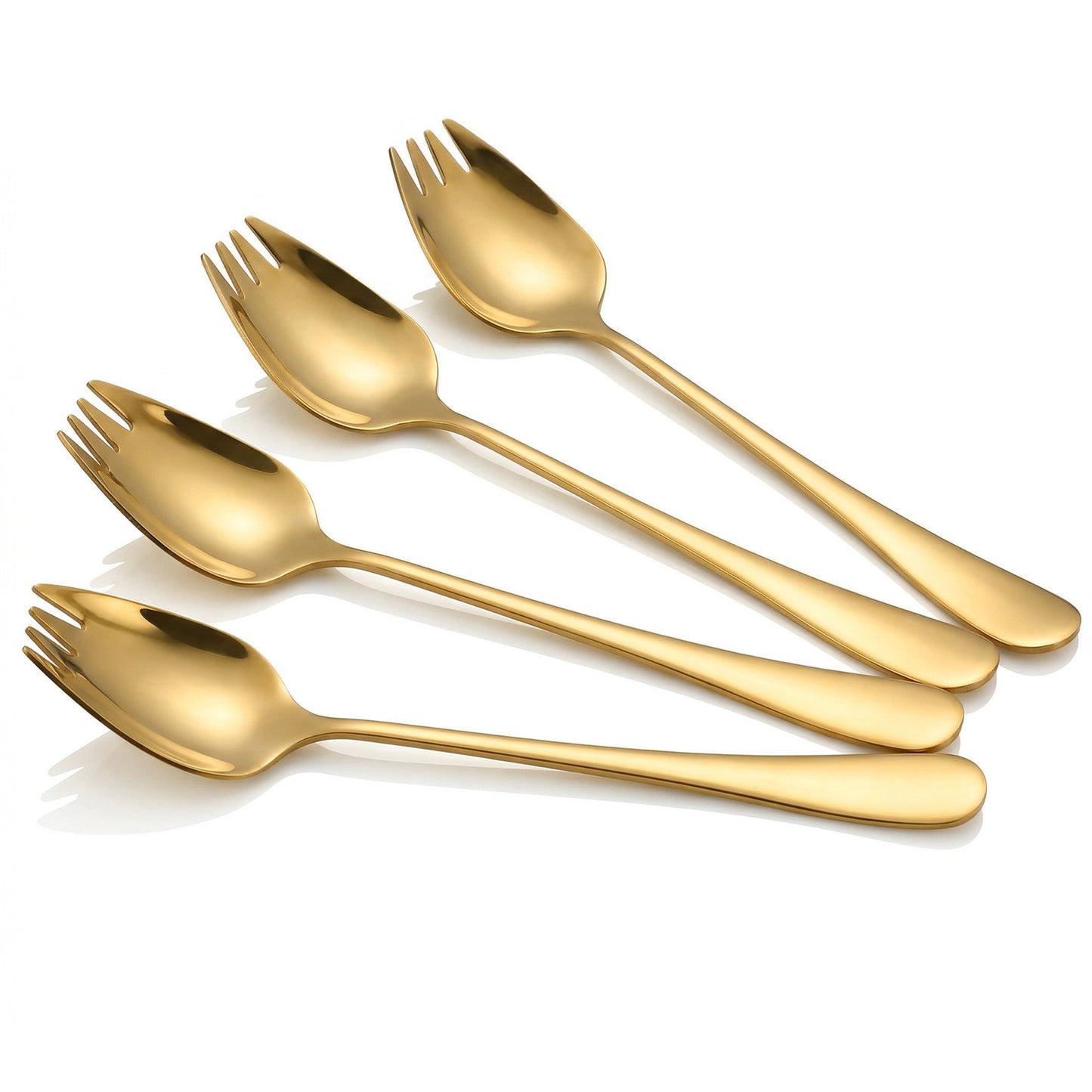 Elegaperma 4pcs Sporks Stainless Steel, Reusable Spoon Fork Combo, Metal Sporks Dishwasher Safe, Durable, Rust-Resistant, for Camping, Travel, Lunchboxes