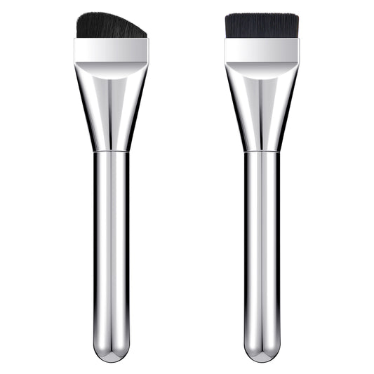 Oruola Flat Foundation Brush for Liquid Makeup,Super Thin Liquid Foundation Brush,Soft Synthetic Bristles,Precision Flat Traceless Foundation Concealer Premium Makeup Brushes (Silver)