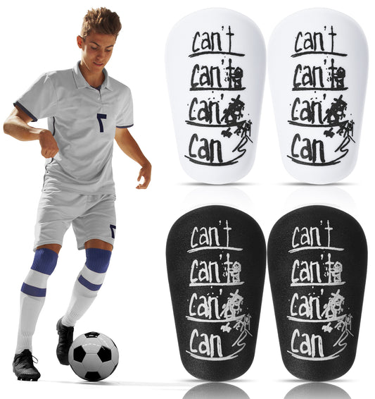 2 Pairs Mini Shin Pads, Kids Shin Guards, Small Lightweight Football Soccer Guards for Kids, Youth & Adults (Black, White)