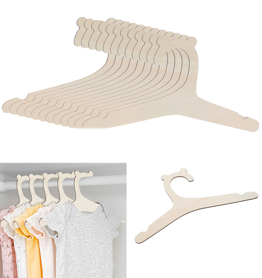 Wooden Baby Hangers with Cute Bear Ears, 12Pcs Non-Slip Nursery Hangers, Baby Toddler Clothes & Pants Organizers for Closet Organization