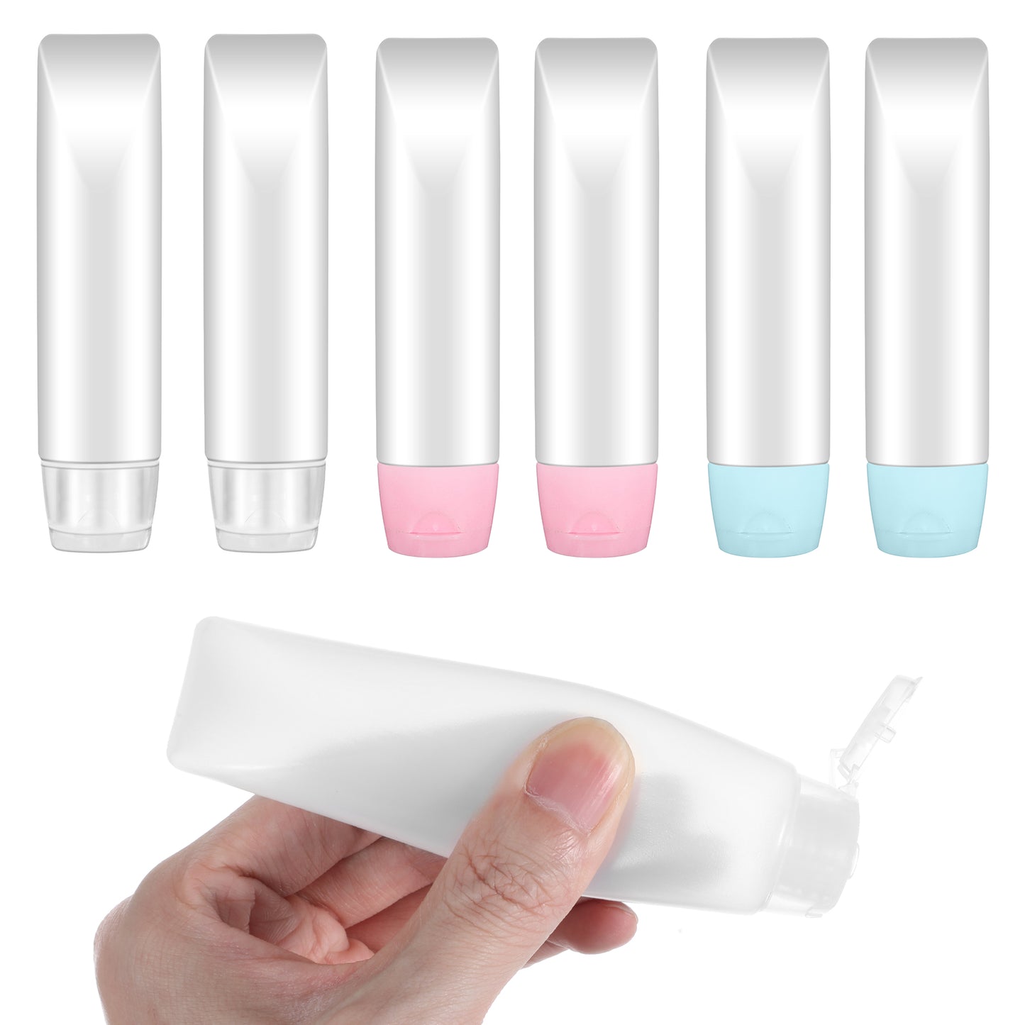 Classicseali 6pcs Refillable Travel Bottles, 50ml Travel Bottles, Plastic Empty Squeeze Bottle, Leak Proof Travel Bottle for Toiletries, Makeup, Shampoo, 3 Colors