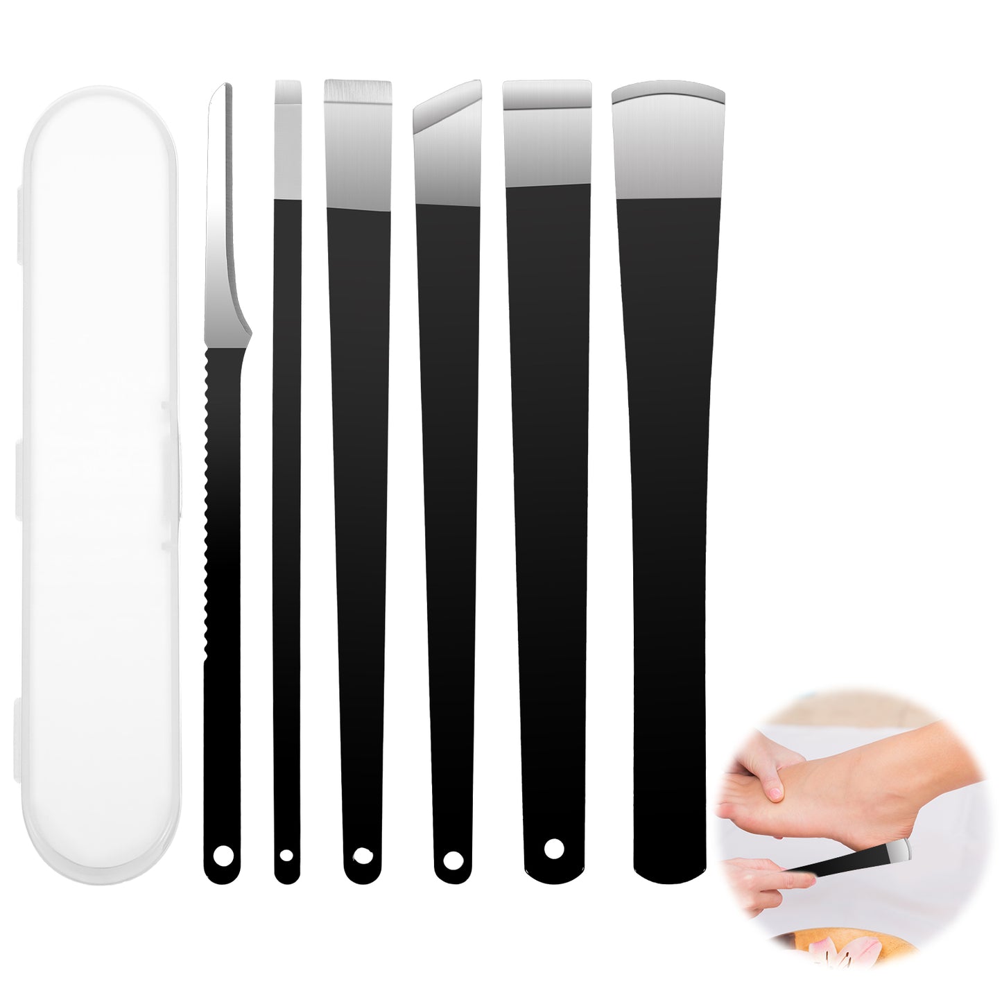 Classicseali 6 Pcs Foot Knife for Hard Skin, Ingrown Toenail Tools with a Box, Callus Shaver Kit, Professional Pedicure Tools for Feet, Toenail Cleaner Tool for Foot Care Dead Skin Corn File Rasp
