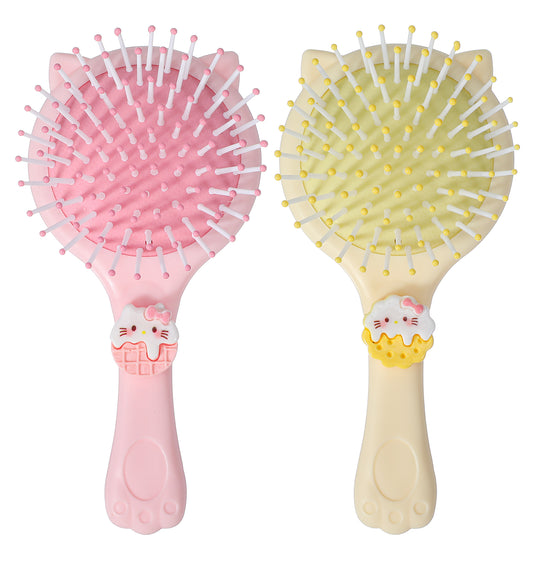 Toddler Detangler Brush, 2Pcs Kids Hairbrush with Cat's Paws Cat's Ears, Mirror and Air Cushion Base Gentle on Wet Dry Curly Hair, Tangle-free Baby Detangler Brush