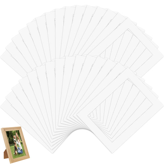 Classicseali 30pcs Matting for Picture Frames, 5 X 7 in Picture Frame Mats, Simple White Paper Mat Board for Framing, for Photos, Artwork, Hanging in Living Room, Office, Exhibition Room, Gallery