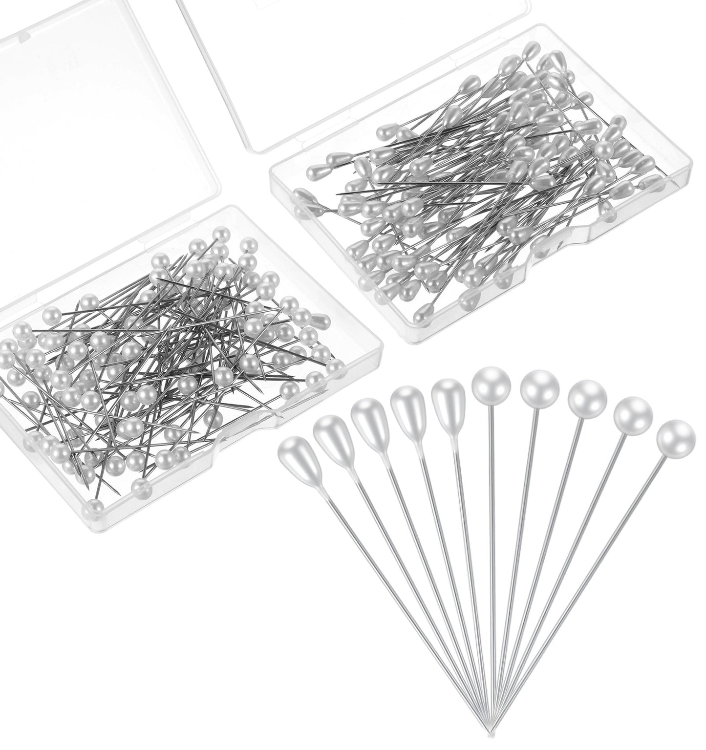 200Pcs Floral Pins for Bouquet, Pearl Pins for Bouquets & Bouquet Pin, White Pearl Corsage Pin for Wedding, Jewelry & DIY Flower Arrangement (Teardrop and Round Needles)