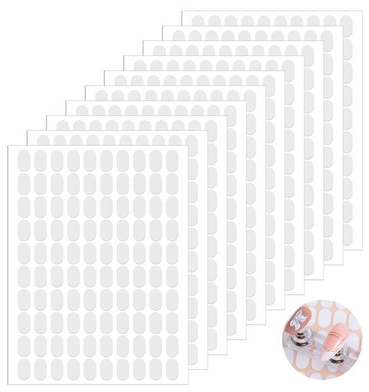 1000 Pcs Nail Adhesive Tabs, Clear Double Sided Sticky Tabs for Nails, Pre-Cut 0.51×0.31” Nail Display Strips for Nails Art Holder & Display Book, White