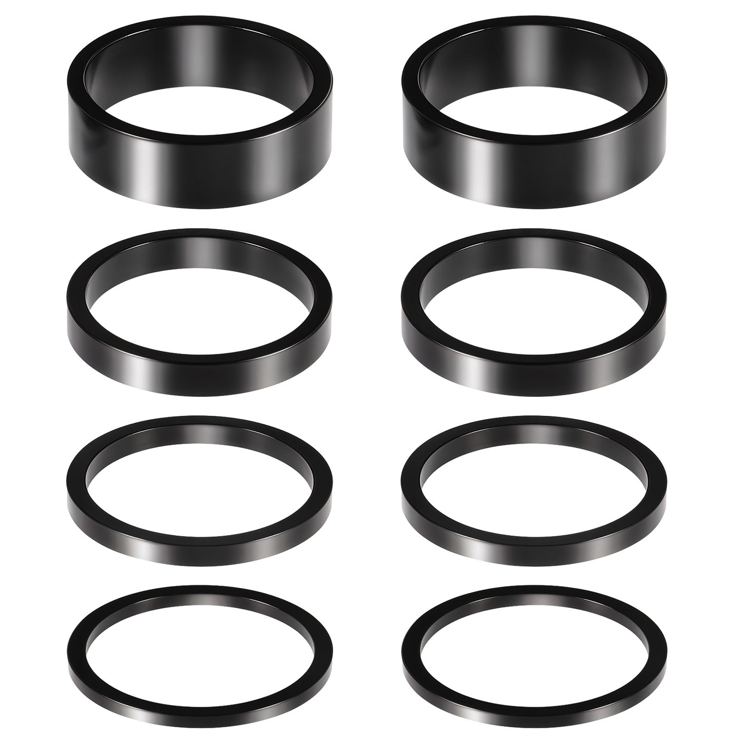 Elegaperma 8pcs Headset Spacers, Stem Headset Spacers 1 1/8, Aluminum Alloy Bike Headsets Spacers for Mtb Bmx Road Bikes 2mm 3mm 5mm 10mm (Black)