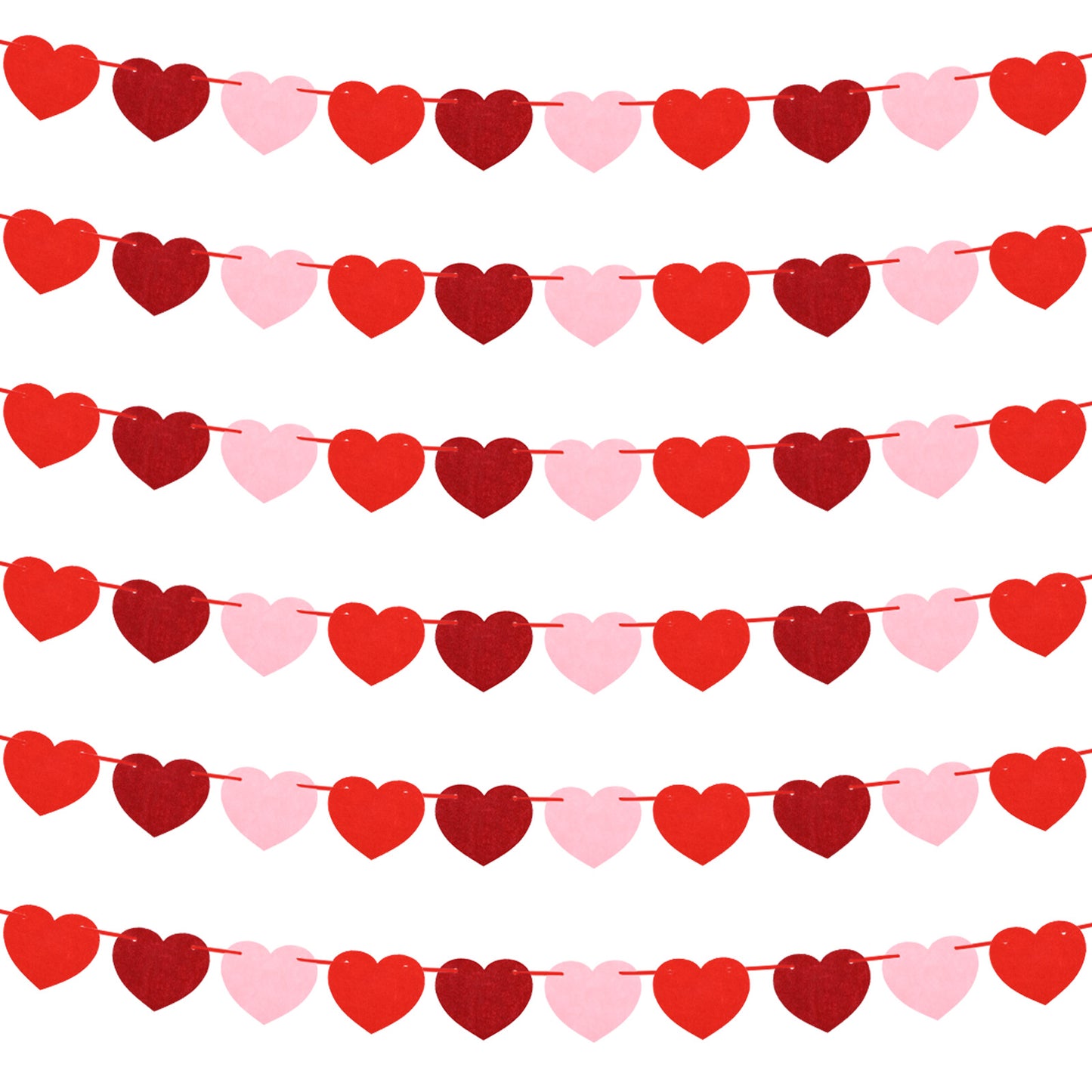 Elegaperma 6pcs Heart Decorations, Just Married Banner, Heart Banner, Hanging Valentine's Day Decorations, Valentine Day Banner Anniversary Birthday Bridal Shower Party Decor