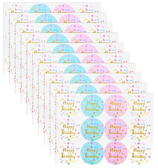 10 Sheets Happy Birthday Stickers for Kids, 120PCS Colorful Confetti Stickers for Cards Gifts, Self-Adhesive Party Labels for Envelopes Bags