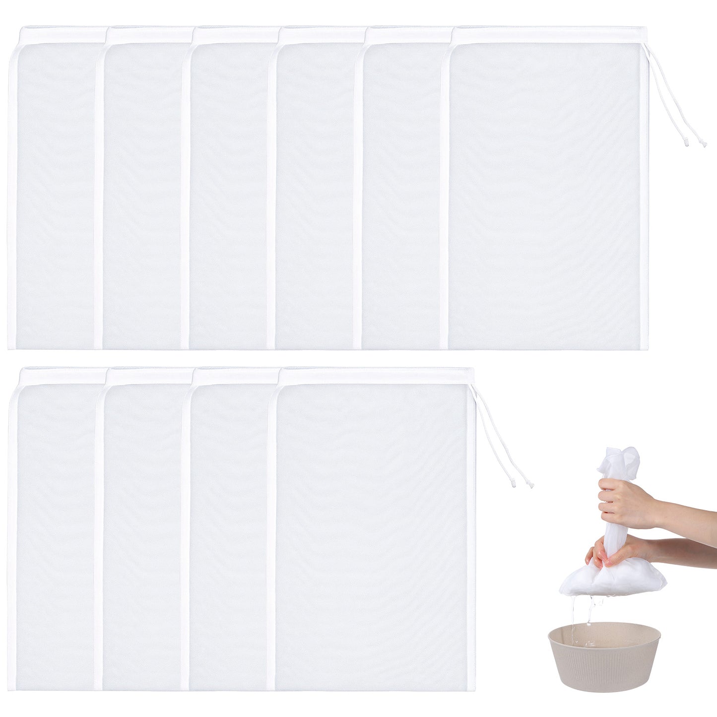 Guduling 10 Pcs Spice Bag,Muslin Bags for Cooking,Jelly Bbags for Straining Jam for Home Brewing Hops Grains ruit Cider Apple Grape Wine Making,Press Drawstring Straining Brew in a Bag for Cooking