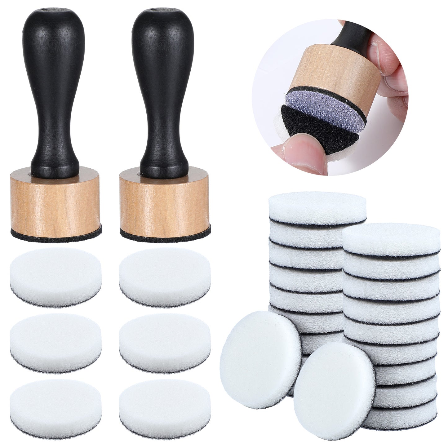 Oruola 46Pcs Ink Blending Tool, 2 Ink Blending Brushes and 44 Replacement Refill Sponge Domed Foam Pads Art Supplies for Scrapbooking Painting Drawing Art Supplies Distressing Blending