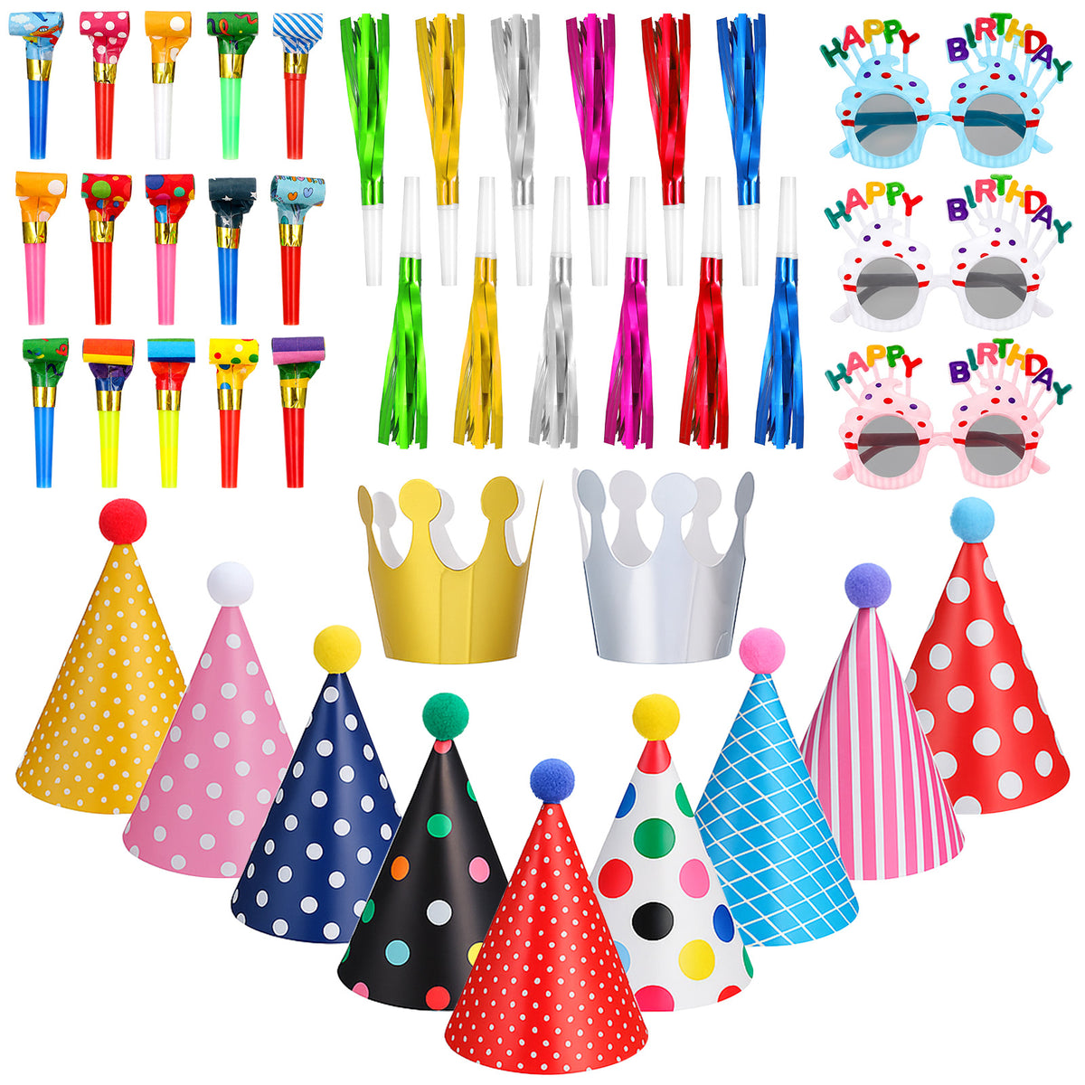 oruola 41 Pcs Birthday Party Hats for Adults,4 Birthday Decoration Sets