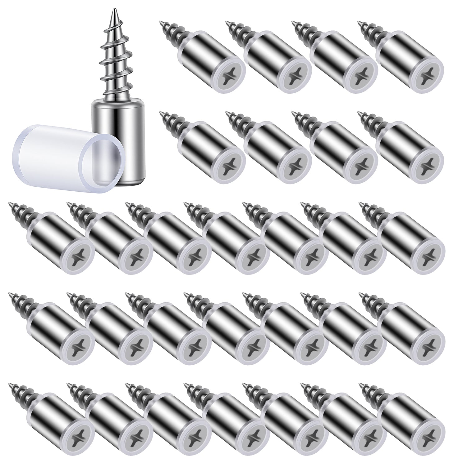 Shelf Holders, 30PCS Self Tapping Screws with Anti-Slip Sleeves, Glass Shelve and Cabinet Shelf Pins for Kitchen Bookcases Wardrobes Hardware