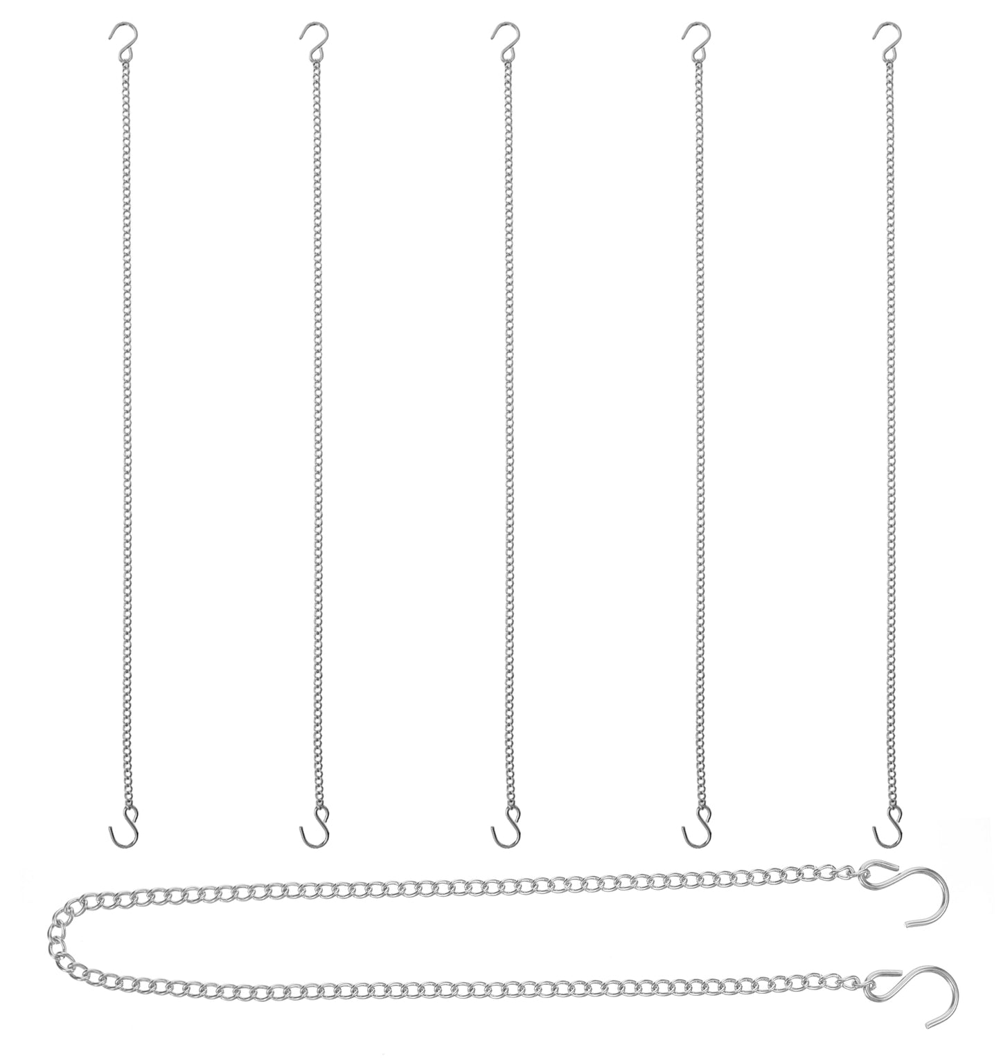 6 Pack Hanging Basket Chains, 20 Inch Replacement Plant Chain Hanger with Hook for Hanging Bird Feeders, Plants