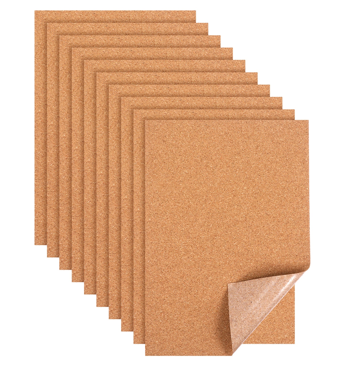 Cork Tiles Self Adhesive, 10PCS Rectangle Brown Wooden Sticky Corkboard Can Be Cut for Wall Floor Ceiling Bulletin Display Kitchen Memo Photo Decorate DIY Crafts
