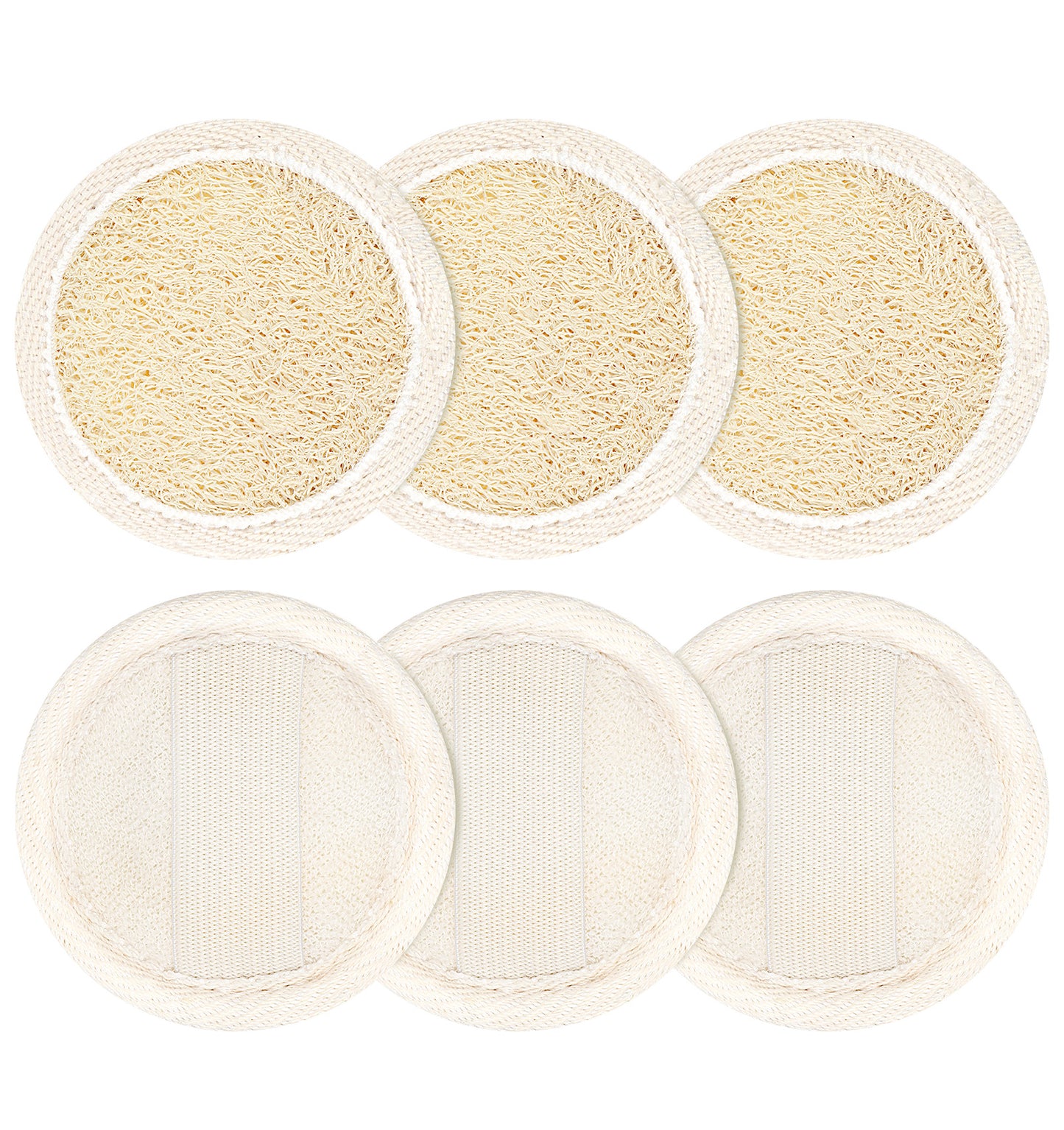 6 Pcs Natural loofah, Gentle Face Scrubber Exfoliating Pads, Loofah Sponge for Body Exfoliation Shower Sponge for Women and Men, Off White