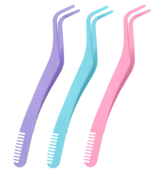 3 Pcs Lash Applicator Tool, Eyelash Applicator Tool Stainless Steel with Comb for Cluster & Strip Lashes, Curved Design for Precise Placement & DIY Application
