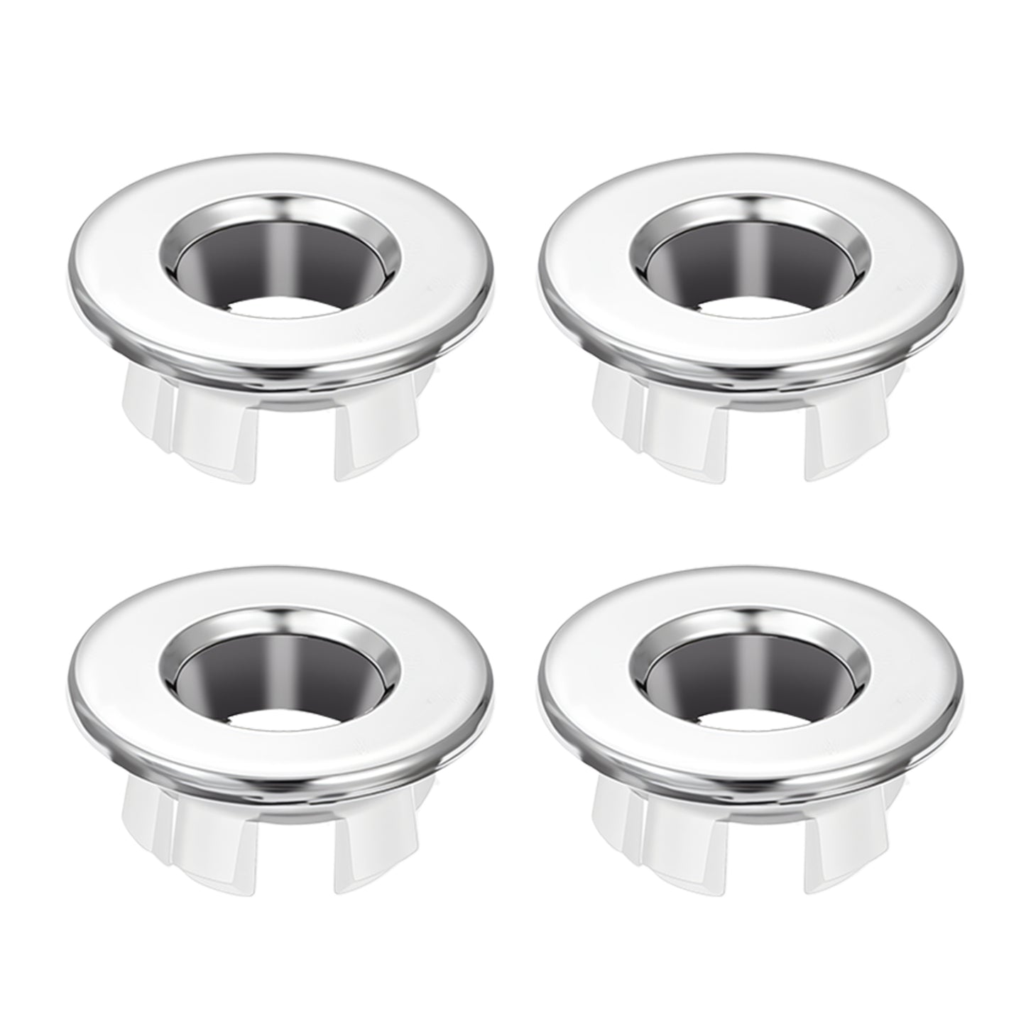 Classicseali 4pcs Overflow Sink Hole Cover, Round Basin Sink Overflow Ring, Bathroom Sinks Overflow Trim Ring, for Aperture Replacement Ceramic Basin, Home,Bathroom, Kitchen, Silver
