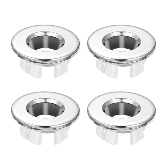 Classicseali 4pcs Overflow Sink Hole Cover, Round Basin Sink Overflow Ring, Bathroom Sinks Overflow Trim Ring, for Aperture Replacement Ceramic Basin, Home,Bathroom, Kitchen, Silver