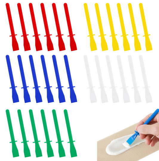 Classicseali 30PCS Glue Spreaders, Colored Plastic Smear Spreaders, Glue Applicator, Easy to Store and Carry, Ergonomic Handle, for Handmade DIY Art, Leather Craft, and Woodworking Projects, 5 Colors