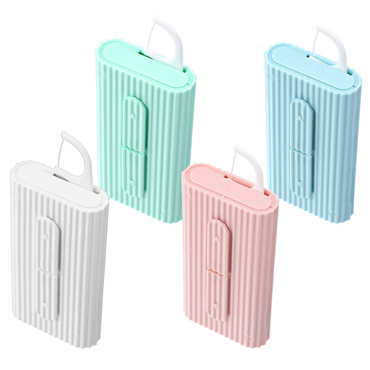 4 Pieces Portable Dental Floss Dispenser,Travel Floss Box with 10 Adult Dental Floss Sticks for Cleaning Teeth and Oral Care, Refillable Floss Box for Dinner, Date, Travel (4 Colors)