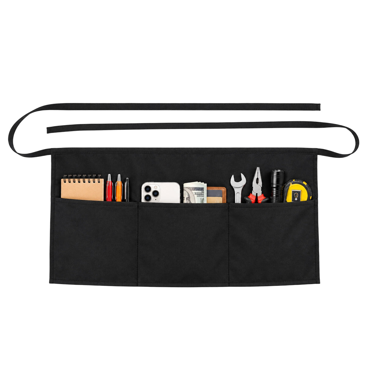 Acrbeli 2 Pack Serving Aprons for Waitresses with 3 Big Pockets, Black