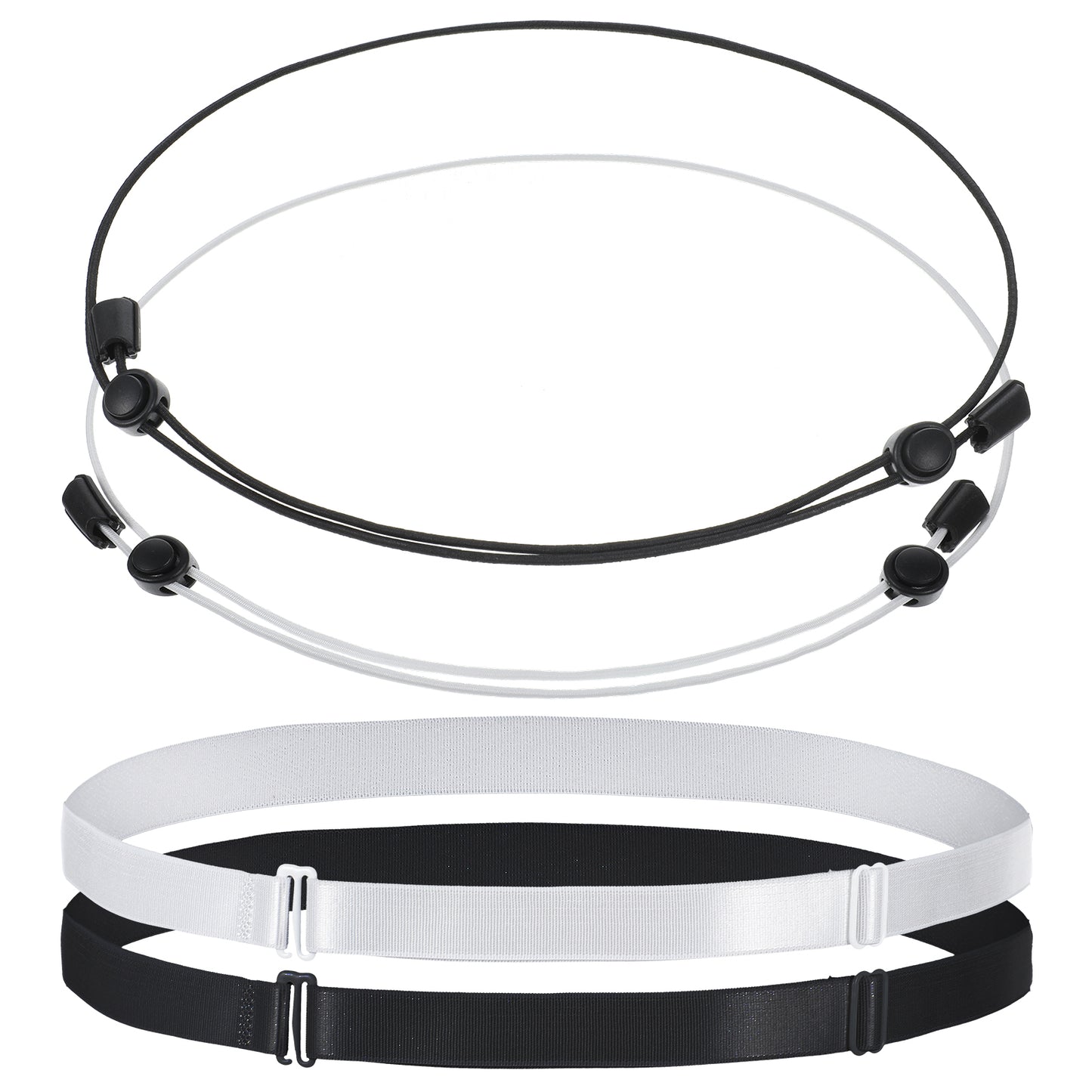 Classicseali 4PCS Jumper Tuck Band, Adjustable Crop Band, Stretchy & Invisible Crop Top Band for Tucking, 2 Styles, for Use on Shirts, T-shirts, Sweaters, Undershirts, Black, White
