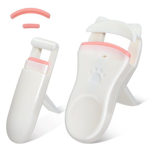 Classicseali 2pcs Mini Eyelash Curler, ABS Material Portable Eyelash Curler for Travel, Lightweight Professional Lash Lift Tool with Corner Curler for Kids Eyelashes, Long-Lasting Curling, Beige