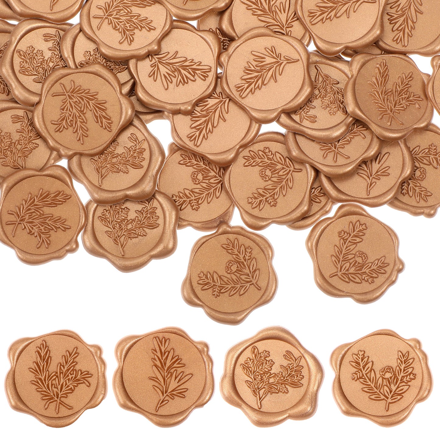 Oruola 48pcs Wax Seal Stickers,1.18inch/30mm Antique Gold Envelope Seal Stickers,Vintage Gold Wax Seal Stamp for Wedding Invitations, Birthday, Bridal Shower,Valentine's Day Party Supply