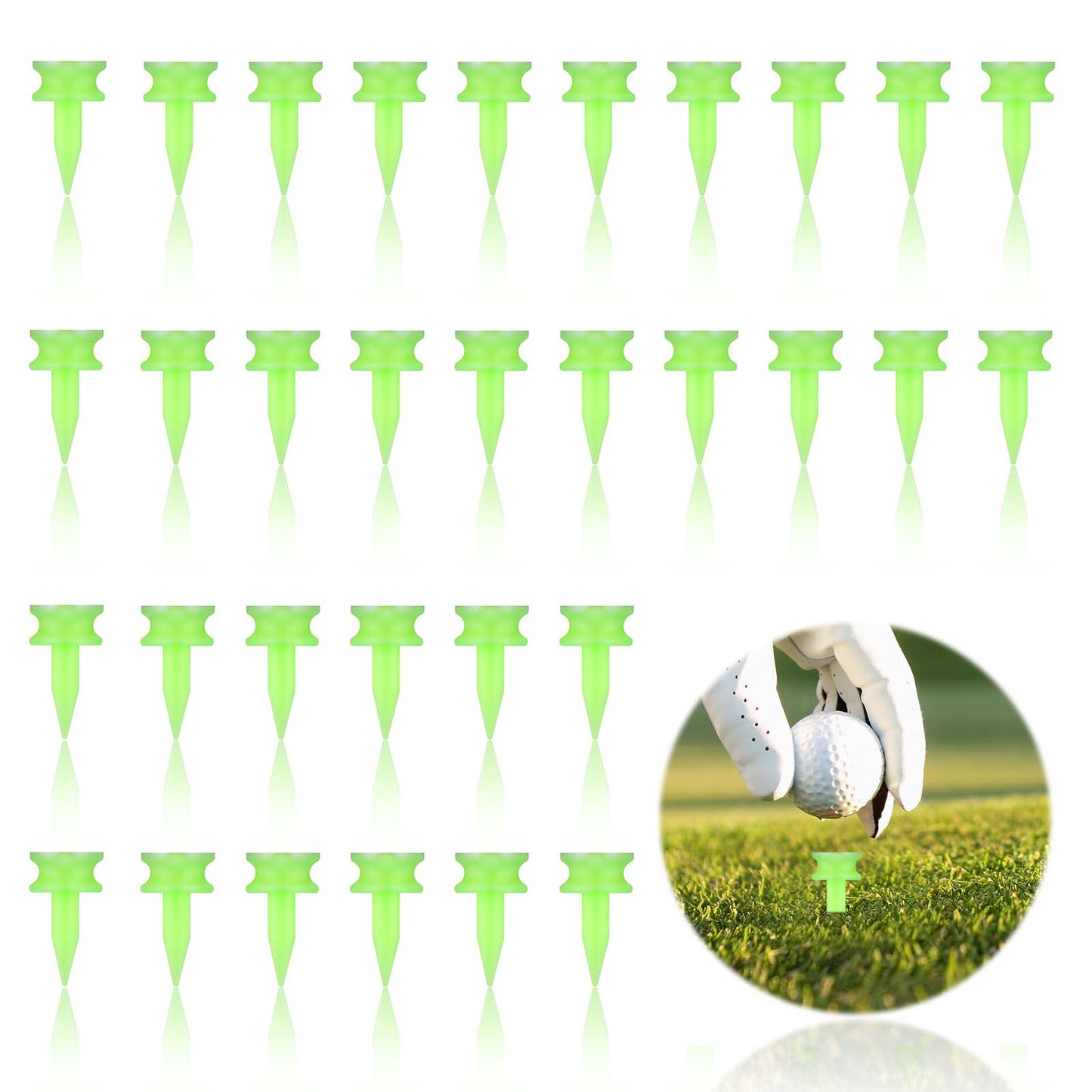 guduling 200 Pcs Plastic Golf Tees,25mm Small Castle Tees,Plastic Reusable Castle Golf Tee,Highly Visible Bright Colors,Durable Winter Golfs Tee for Golfs Enthusiast Gift (Green)